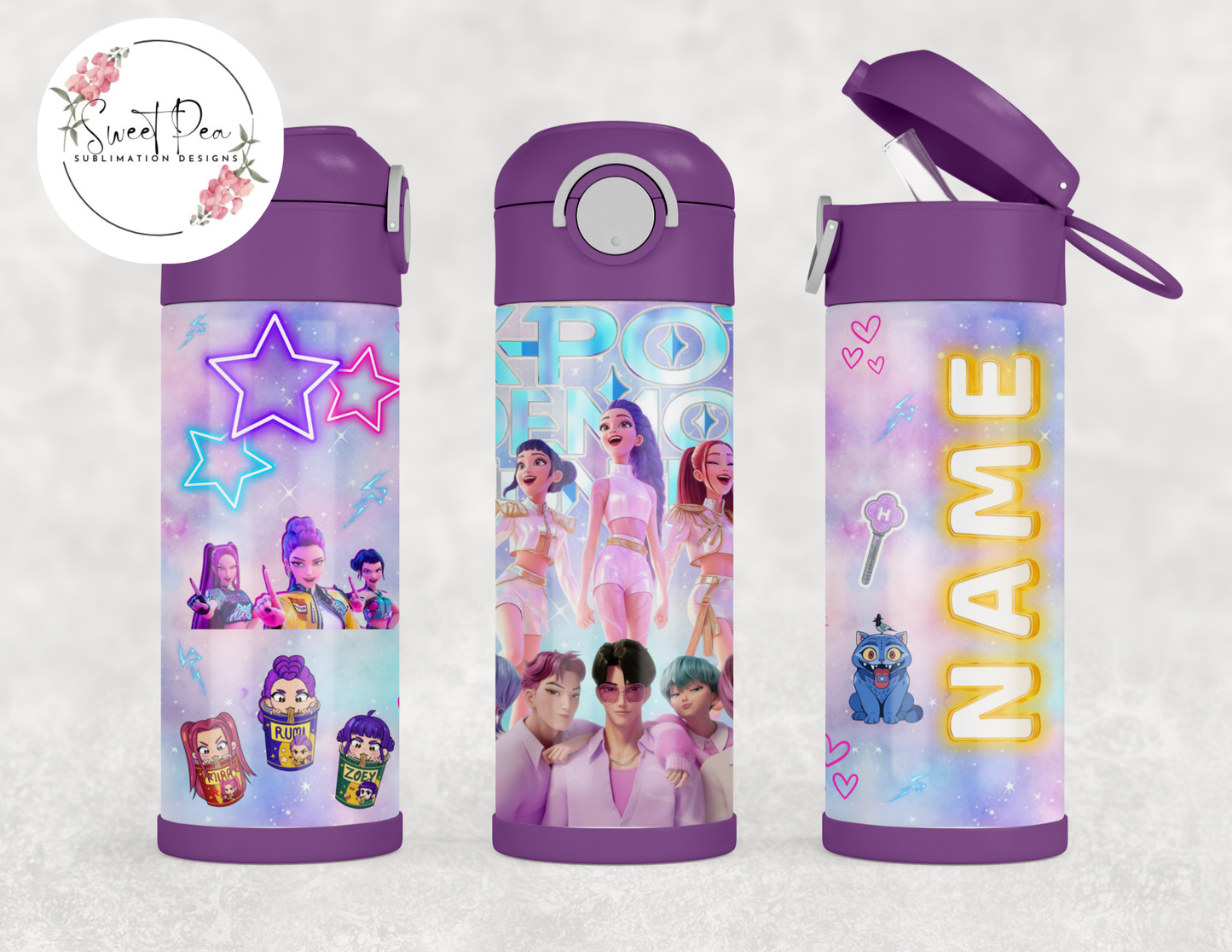 Huntrix K-Pop Demon Hunters 12oz Kids Flip Top Tumbler