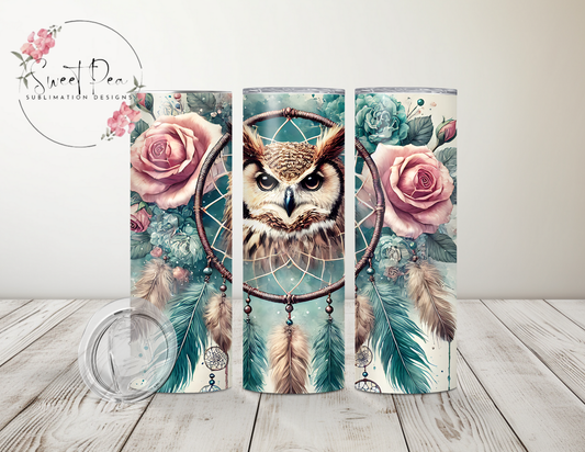 Owl Roses Dream Catcher 20oz Tumbler