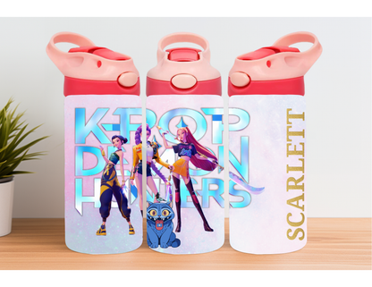 Huntrix Pink Kids Flip Top Tumbler