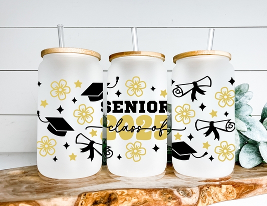 Graduation Class of 2025 Frosted Glass Cup
