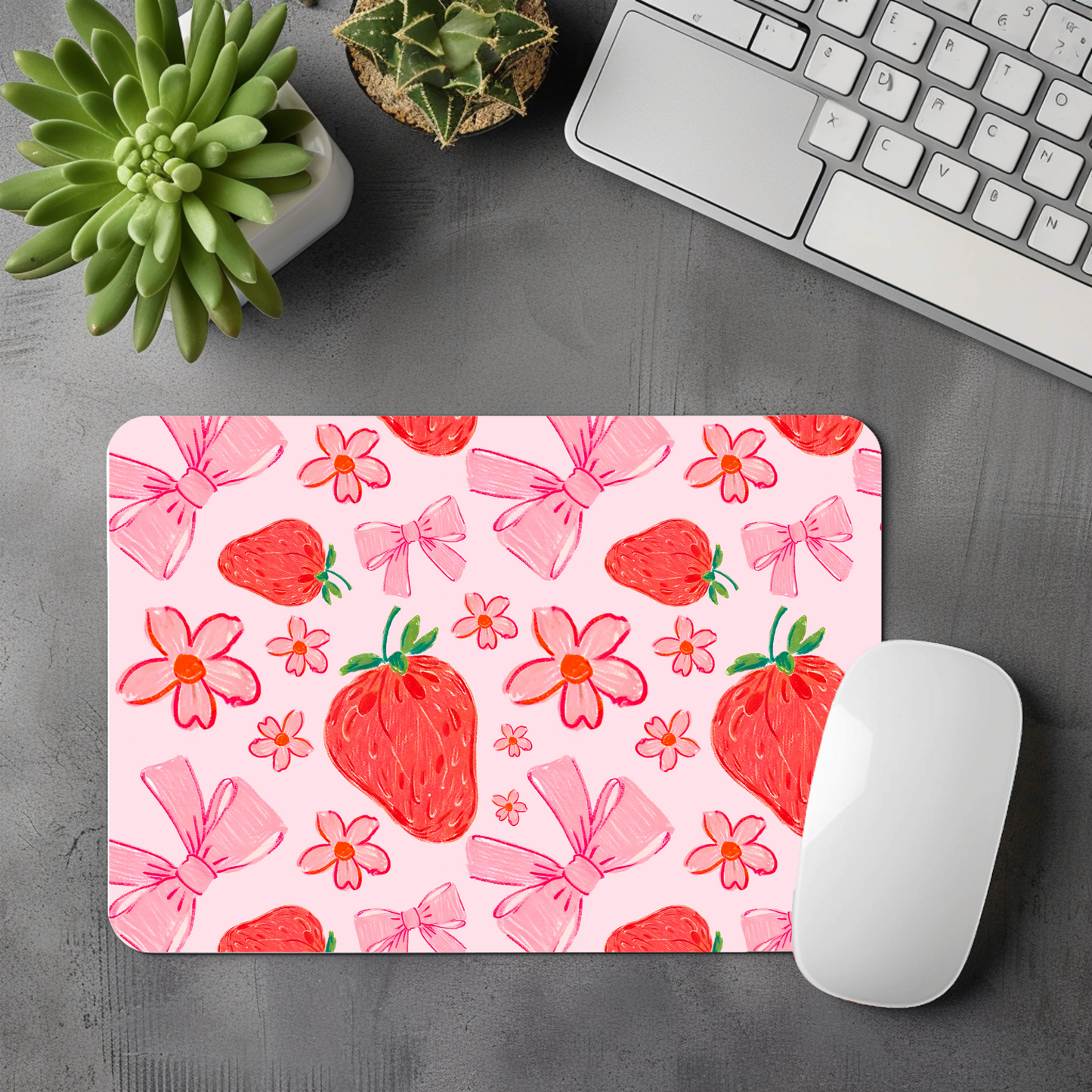 Strawberries & Bows Mouse Pad