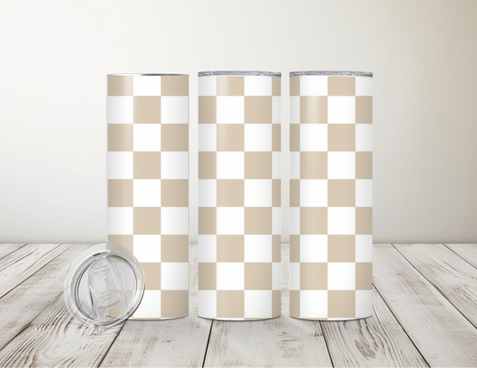Tan Checkered 20oz Tumbler