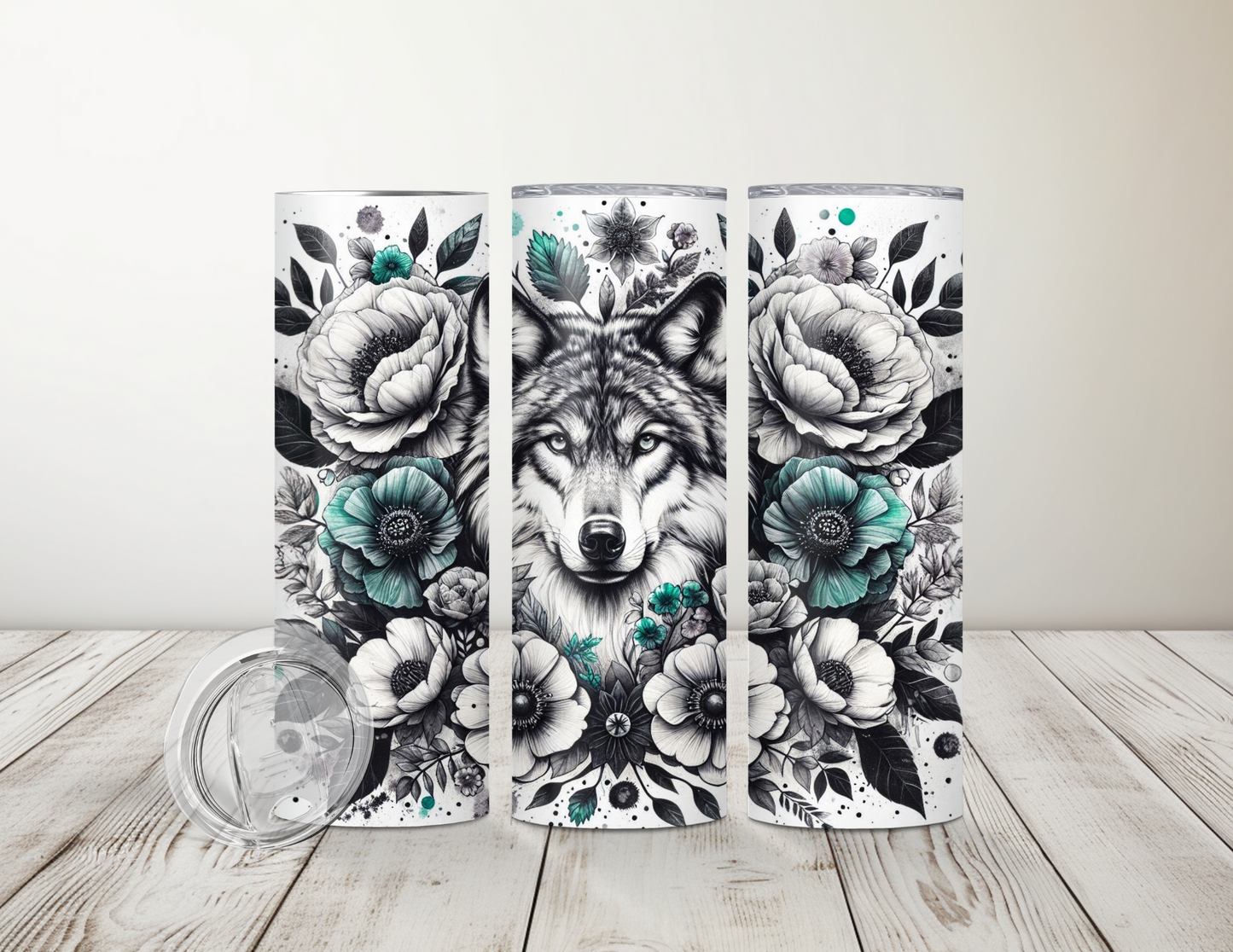 Wolf Floral 20 oz Tumbler